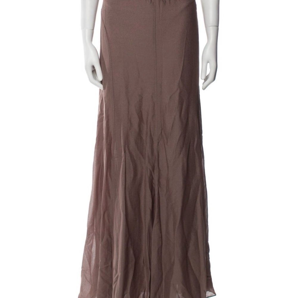 Halston Heritage  layered Elegant Brown Maxi Skirt